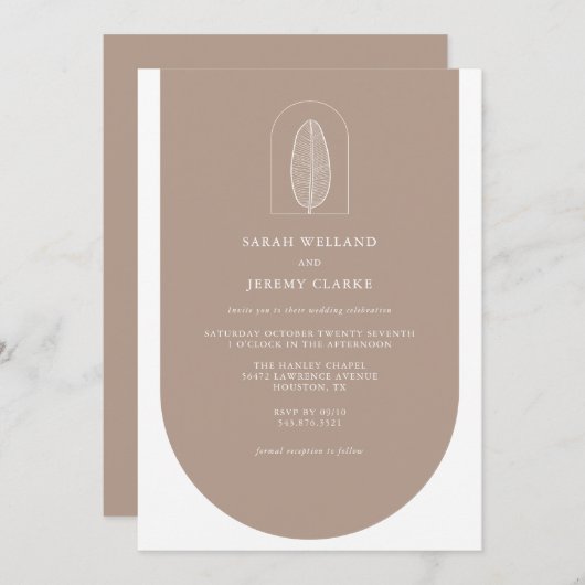 Botanischer Boho Elegant Feierliche Hochzeit | Ein Einladung (Vorne/Hinten)