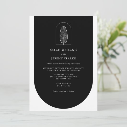 Botanischer Boho Elegant Feierliche Hochzeit | Ein Einladung (Stehend Vorderseite)