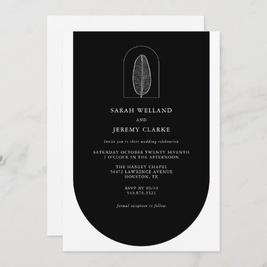 Botanischer Boho Elegant Feierliche Hochzeit | Ein Einladung (Vorne/Hinten)