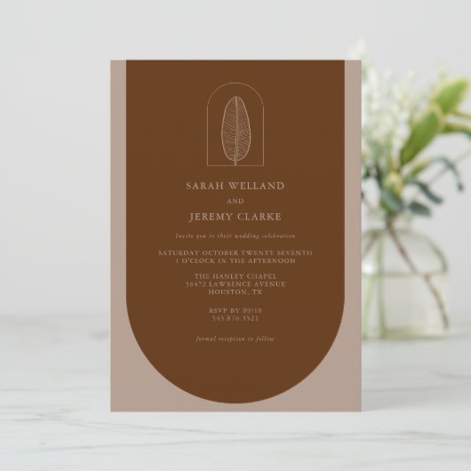 Botanischer Boho Elegant Feierliche Hochzeit | Einladung (Stehend Vorderseite)