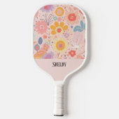Botanischer Boho Floral Abstrakt Personalisiert Pickleball Schläger (Rückseite)