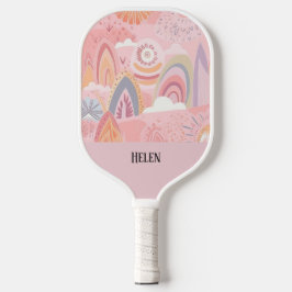 Botanischer Boho Floral Abstrakt Personalisiert Pickleball Schläger