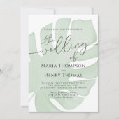 Botanischer Boho Foliage Green Palm Leaf Wasserfar Einladung (Vorderseite)