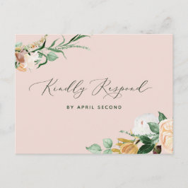 Botanischer Boho Greenery Blush Pink Wedding RSVP Einladungspostkarte