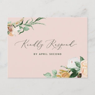 Botanischer Boho Greenery Blush Pink Wedding RSVP Einladungspostkarte