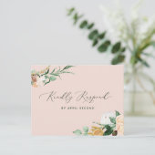 Botanischer Boho Greenery Blush Pink Wedding RSVP Einladungspostkarte (Stehend Vorderseite)