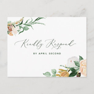 Botanischer Boho Greenery Neutral White Wedding RS Einladungspostkarte