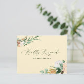 Botanischer Boho Greenery Pastel Yellow Wedding RS Einladungspostkarte (Stehend Vorderseite)