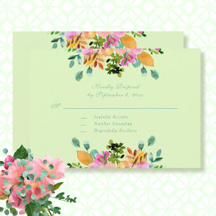 Botanischer Boho Grüner Rosa Hochzeit RSVP