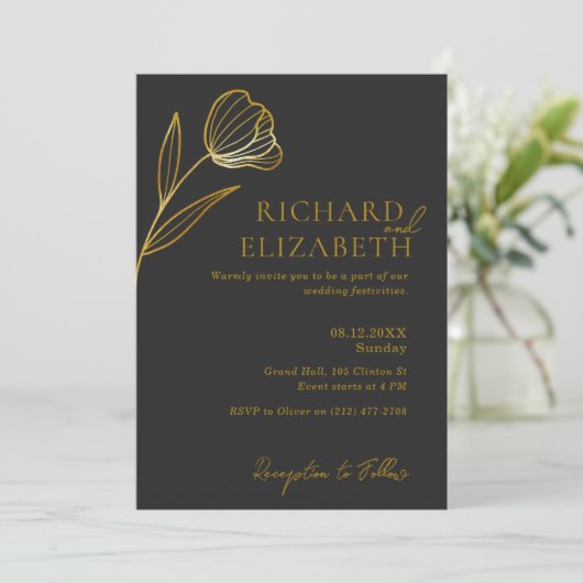 Botanischer Boho Minimal Wedding Einladung (Stehend Vorderseite)