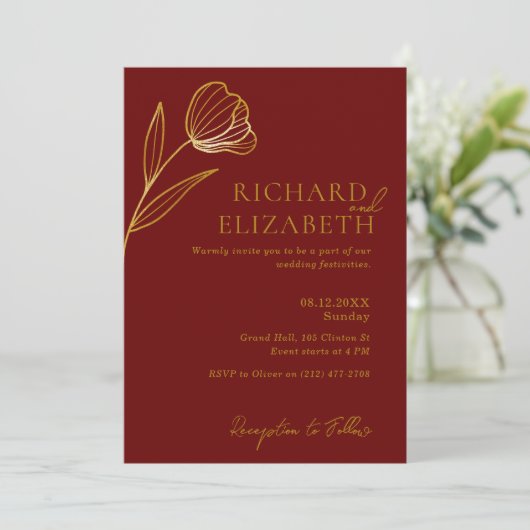 Botanischer Boho Minimal Wedding Einladung (Stehend Vorderseite)