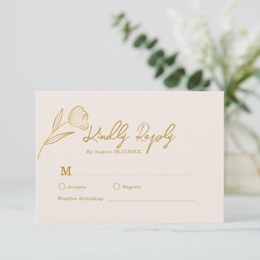 Botanischer Boho Minimal Wedding RSVP Karte (Stehend Vorderseite)