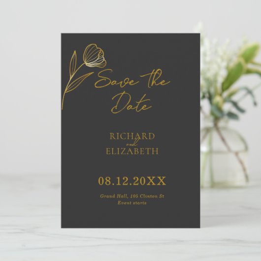 Botanischer Boho Minimal Wedding Save The Date (Stehend Vorderseite)