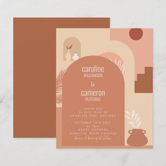 Botanischer Boho Moderne Terracotta Hochzeit (Vorne/Hinten)