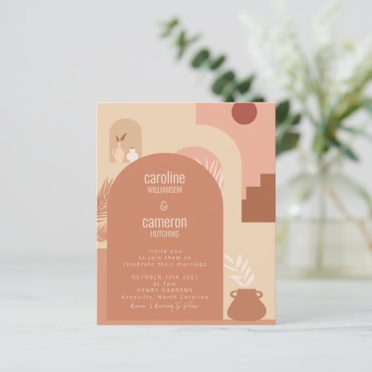 Botanischer Boho Moderne Terracotta Hochzeit (Stehend Vorderseite)