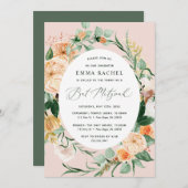 Botanischer Boho Personalisiert Blush Pink Bat Mit Einladung (Vorne/Hinten)