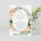 Botanischer Boho Personalisiert Greenery Communion Einladung (Stehend Vorderseite)