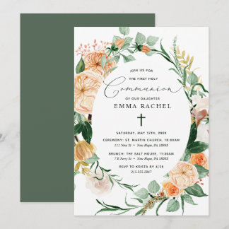 Botanischer Boho Personalisiert Greenery Communion Einladung