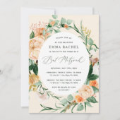 Botanischer Boho Personalisiert Peach Bat Mitzvah Einladung (Vorderseite)