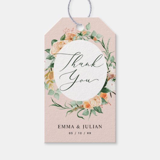 Botanischer Boho Pink Grüne Moderne Blumengöttin Geschenkanhänger (Vorderseite)