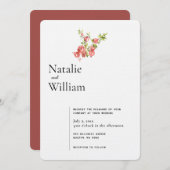 Botanischer Boho Pomegranat | Hochzeit Einladung (Vorne/Hinten)