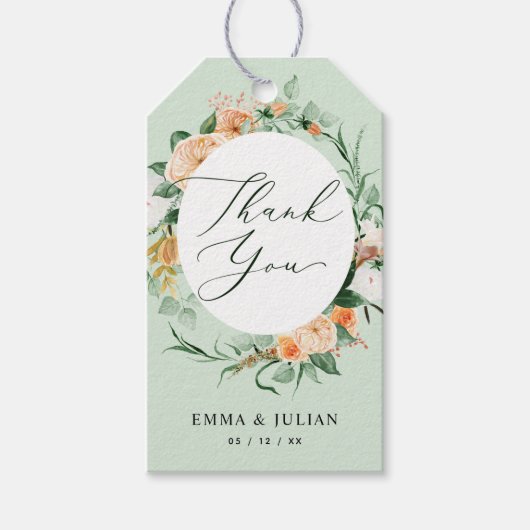 Botanischer Boho Sage Greenery Moderne Blumengötti Geschenkanhänger (Vorderseite)