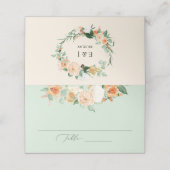 Botanischer Boho Sage Grüne Blumenzwiese Platzkarte (Außenseite Aufgefaltet)