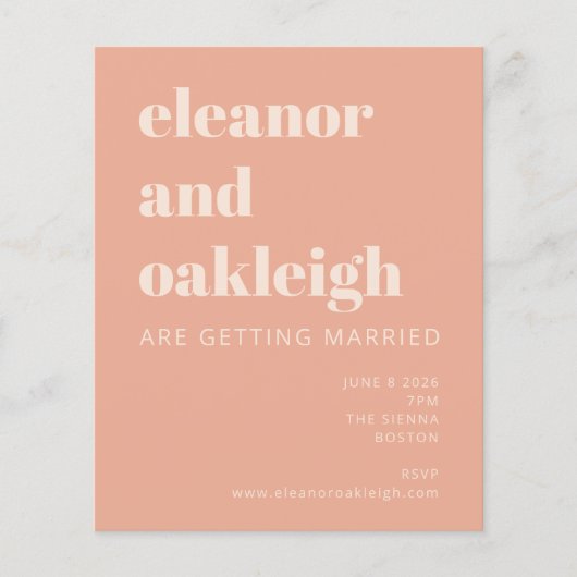 Botanischer Boho Terracotta Blush Wedding (Vorderseite)