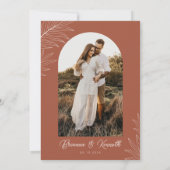 Botanischer Boho Terracotta mit Arch Foto Hochzeit Einladung (Rückseite)