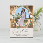 Botanischer Boho Wood Foto Abschluss Ankündigung (Stehend Vorderseite)