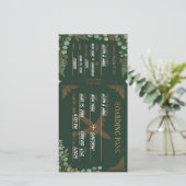 Botanischer Bordpass Waldgrün & Kupfer  Save The Date (Stehend Vorderseite)