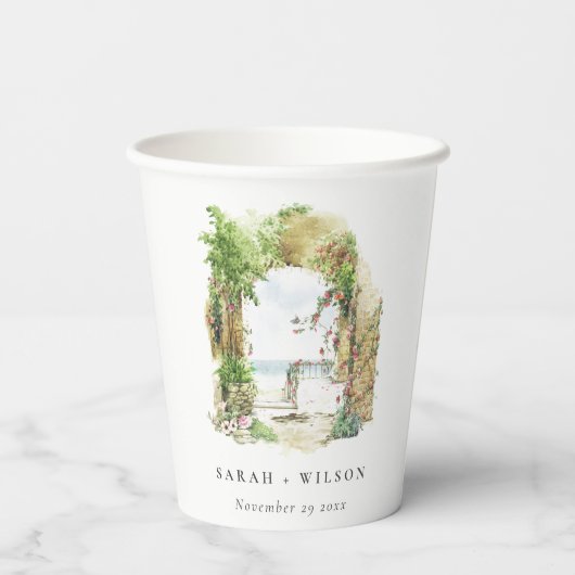 Botanischer Botanischer Arch Sand Beach Seascape W Pappbecher (Rückseite)