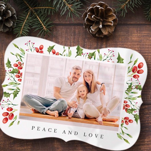 Botanischer Botanischer Holly Berry Folies Feiertagskarte