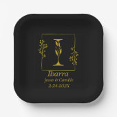 Botanischer Brief aus Schwarz und Gold I Pappteller (Vorderseite)