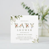 Botanischer Brief-Babydusche mit Wasserfarbe Einladung (Stehend Vorderseite)