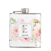 Botanischer Brief mit Wild Blush E Monogramm Flachmann (Vorderseite)