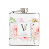 Botanischer Brief mit Wild Blush V Monogramm Flachmann (Vorderseite)