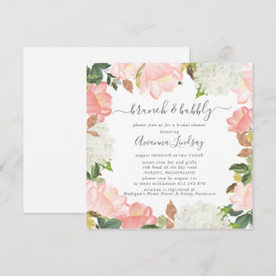 Botanischer Brunch und Bubbly, pink, weiß, floral Einladung