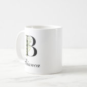 Botanischer Buchstabe | Eleganter benutzerdefinie Kaffeetasse (Vorderseite Links)
