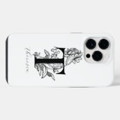 Botanischer Buchstabe T Monogramm Name iPhone Hülle (Rückseite (Horizontal))