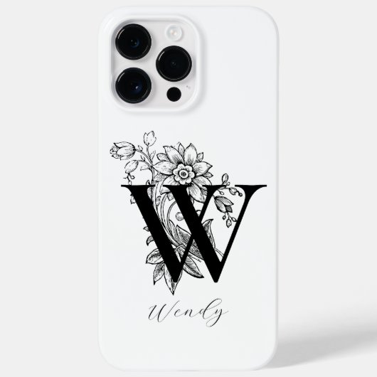 Botanischer Buchstabe W Monogramm Name Case-Mate iPhone Hülle (Rückseite)