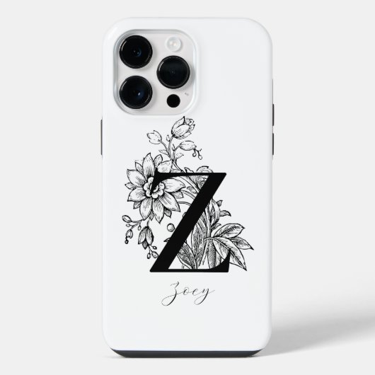 Botanischer Buchstabe Z Monogramm Name iPhone Hülle (Rückseite)