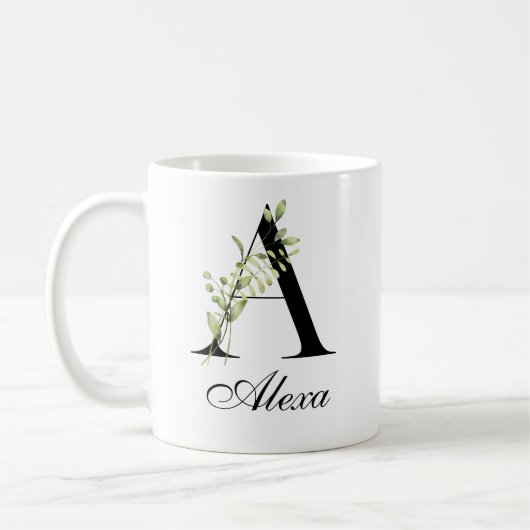 Botanischer BuchstabeA | Elegante benutzerdefinier Kaffeetasse (Links)