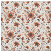 Botanischer Burnt Orange auf weißer Blüte Stoff (Muster)