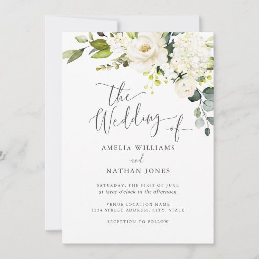 Botanischer Champagner Hochzeitsfeier Einladung (Vorderseite)