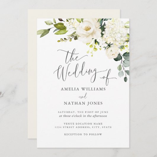 Botanischer Champagner Hochzeitsfeier Einladung (Vorne/Hinten)