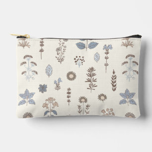 Botanischer Charm Blue Brown Print Cut Nähen Klein Zubehörtasche