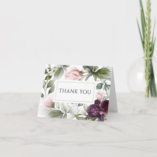 Botanischer Charm mit Pink und Pflaumenwasser Dankeskarte (Vorderseite)