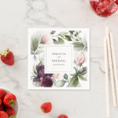 Botanischer Charme-Hochzeit in Rosa und Pflaume Serviette (Beispiel)