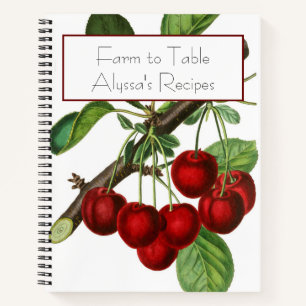 Botanischer Cherry Stems Recipe Organisator Notizblock